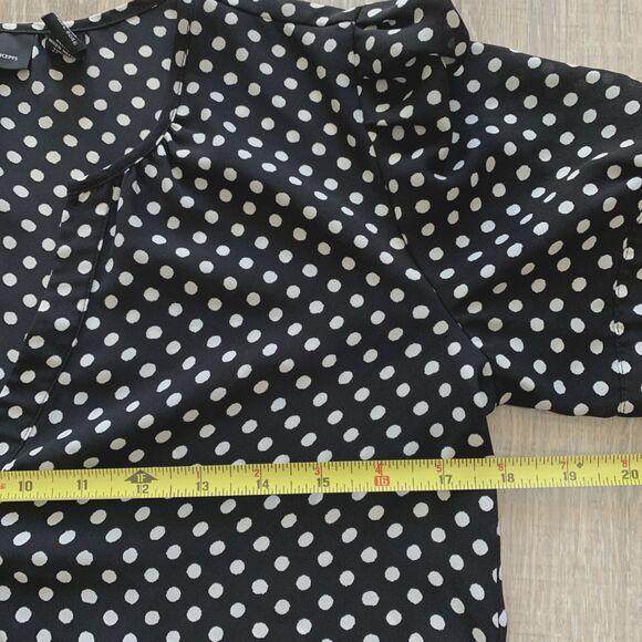 INC Womens Tie Front Short Sleeve Button Blouse Top Black White Polka Dots Sz 2 - Picture 7 of 7